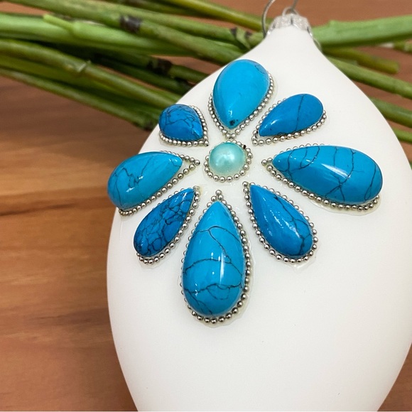 ST. JUDE Research Hospital Handblown Glass Faux Turquoise Christmas Ornament - Picture 6 of 12